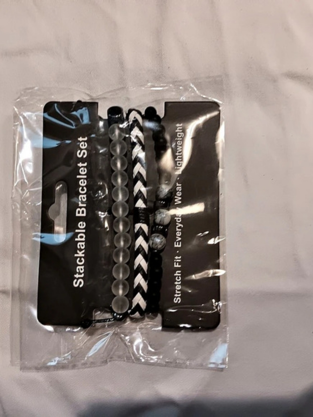 Stackable Bracelet Set in Black & Gray NWT